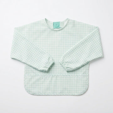 Magnetic Long Sleeve Bib - Mint Check