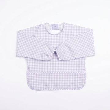 Magnetic Long Sleeve Bib - Violet Check