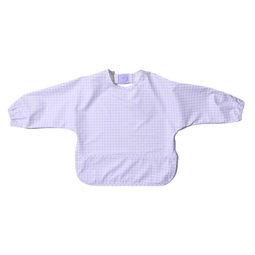 Magnetic Long Sleeve Bib - Violet Check